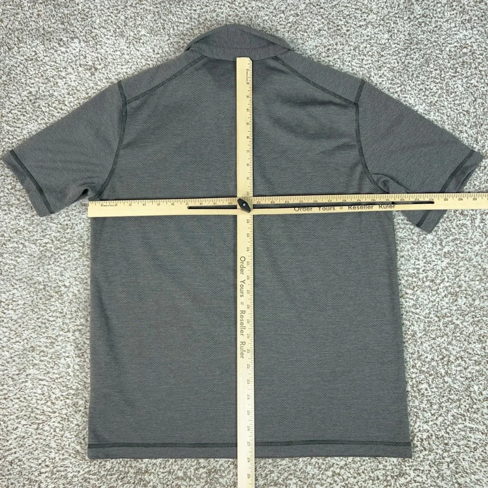 The North Face Polo Shirt Mens Large Gray Active FlashDry Micro Stripe Hiking